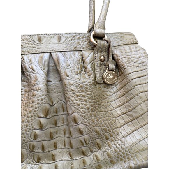 Brahmin Elouise Womens Chartreuse Croc Embossed Leather Shoulder Bag Satchel - Picture 5 of 16